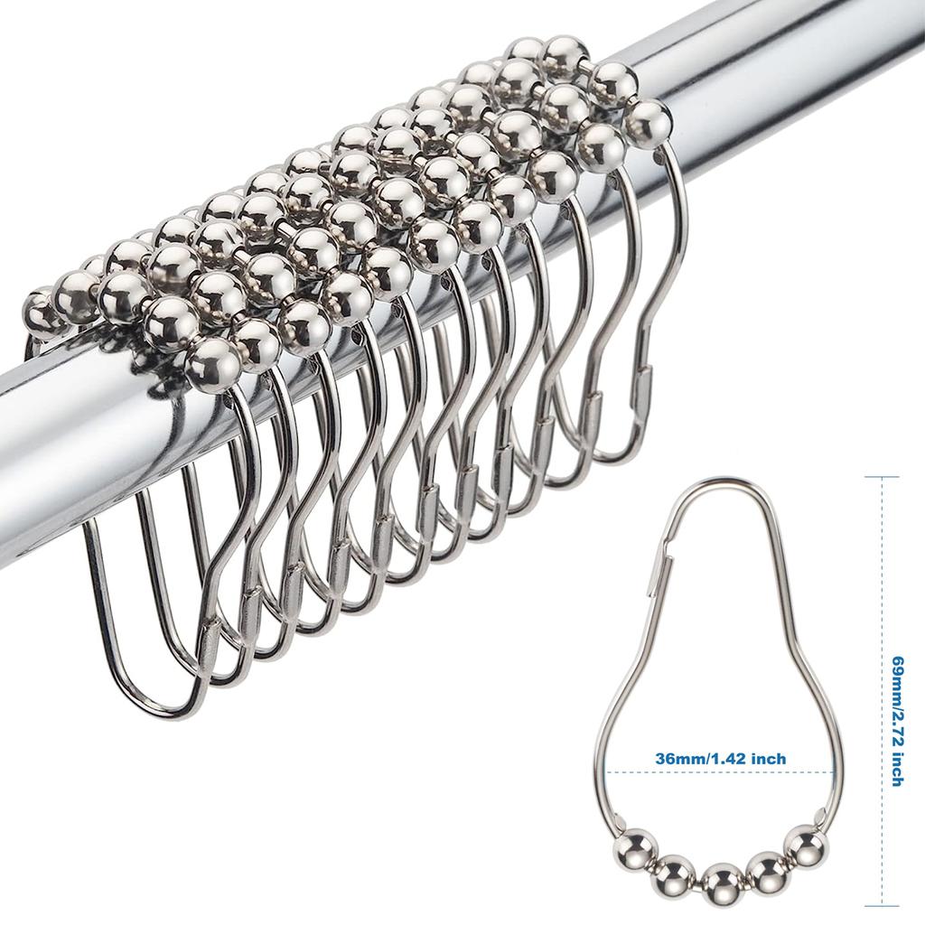 Luxusní plátěný sprchový závěs se stříbrnými kovovými háčky Koupelna Vodotěsná Silná látka Vanové závěsy Vana Velký koupací kryt