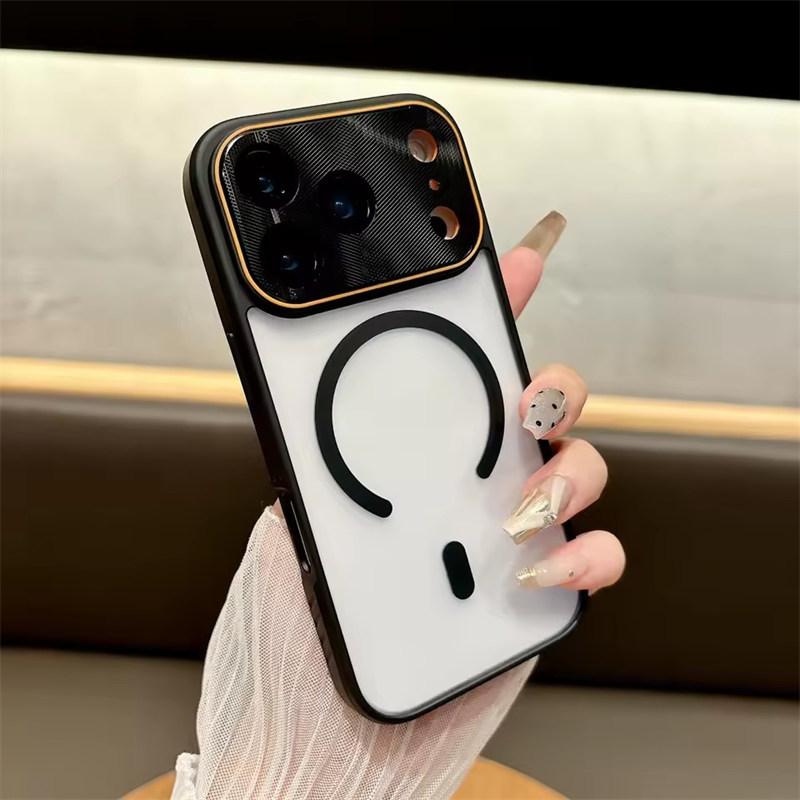 For Magsafe Large Window Camera Protection Magnetic Phone Case For iPhone 17 Air 16 E 15 14 Plus 13 12 11 Pro Max Shock Cover