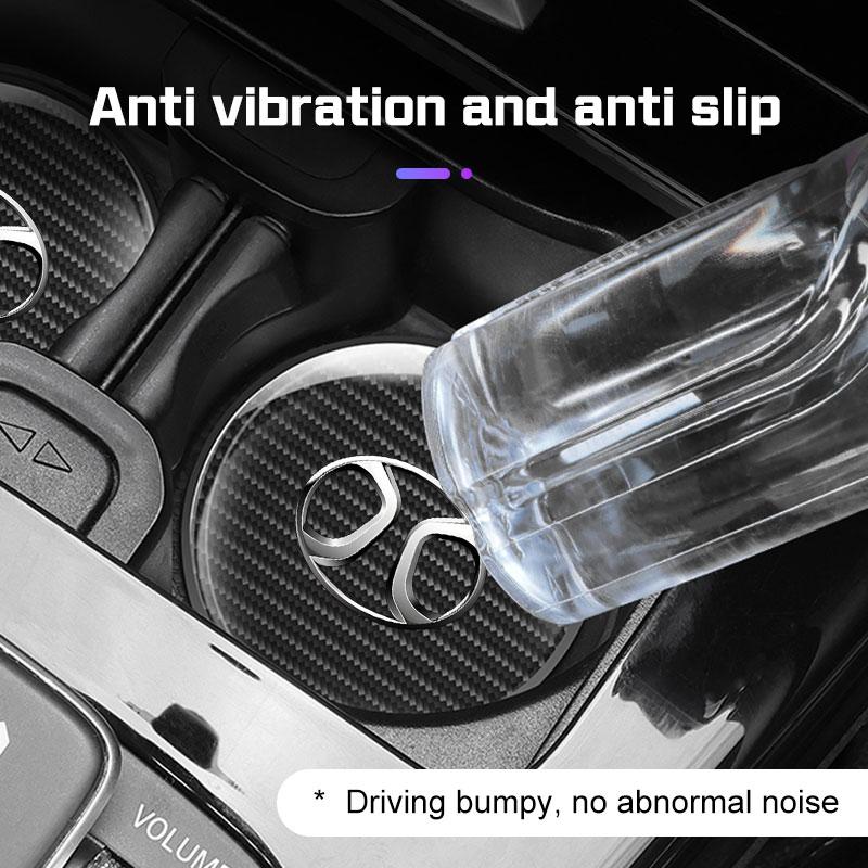 For BAIC Senova X7 X35 X55 X65 Beijing BJ20 EV2 EV5 BJ40 BJ80 Carbon Fiber Car Coaster Water Cup Mat Anti-slip Pad Accessories