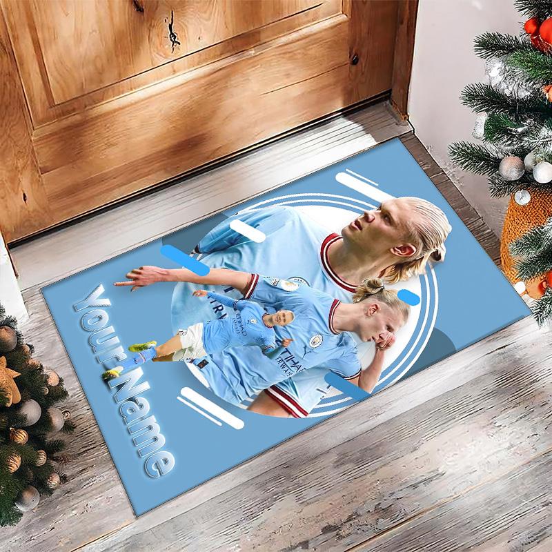 Erling Haaland Printed Crystal Velvet Rug Non‑Slip Crystal Velvet Carpet For Sofa Bedroom Indoor Home Decoration