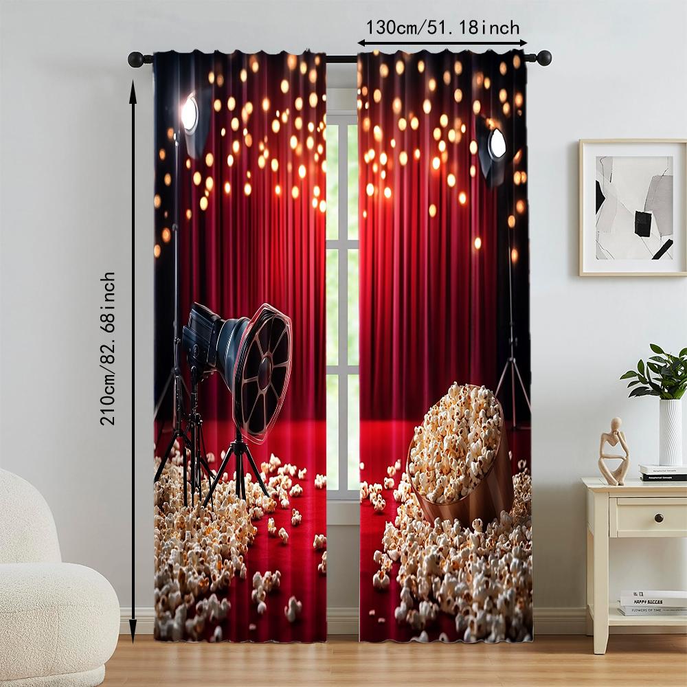 2 Pcs   Versatile Polyester Transparent Curtains for Home Decoration Movie Night for Use In Bedrooms and Living Rooms