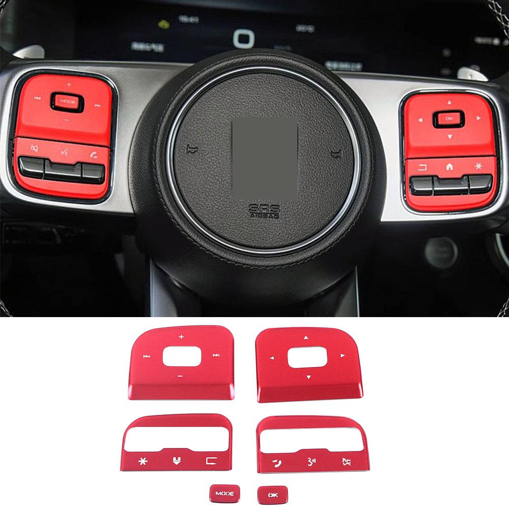 

For GWM Tank 300 2024 2024 Steering Wheel Button Cover Trim Aluminum Alloy Switch Cap Sticker Anti Scratch Car Accessories червоний