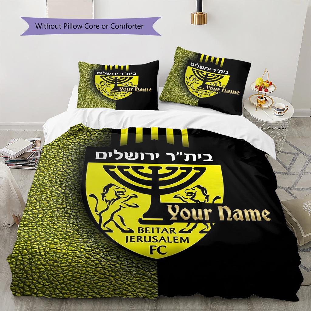 Beitar Jerusalem Fc Crest Custom Name Pattern Bedding Quilt Set Quilt Cover Pillowcase Home Birthday Gift(1 * duvet cover + 2 * pillowcase, without co