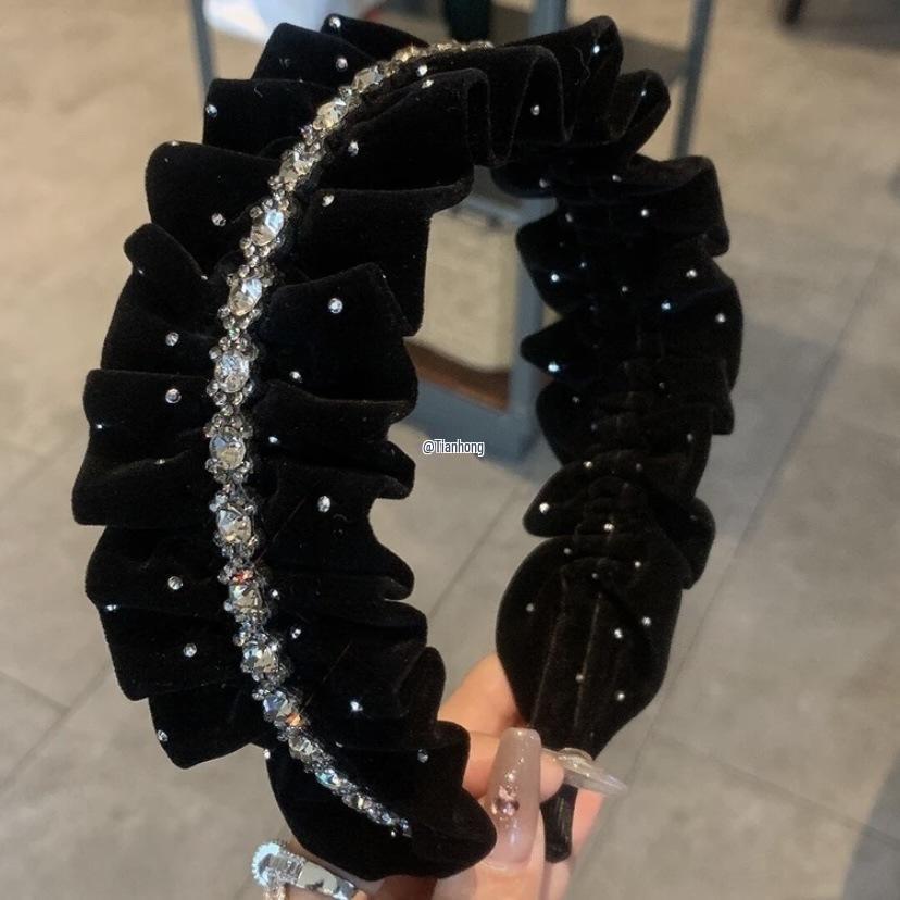 Diamond-Studded Starry Night Retro Headband: Feminine Luxury French Hair Accessory
