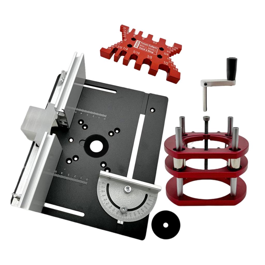 Router Lift Kit W/ Aluminum Router Plate for 65mm Diameter Motors Woodworking Router Table Workbench Trimmer Engraving Machine