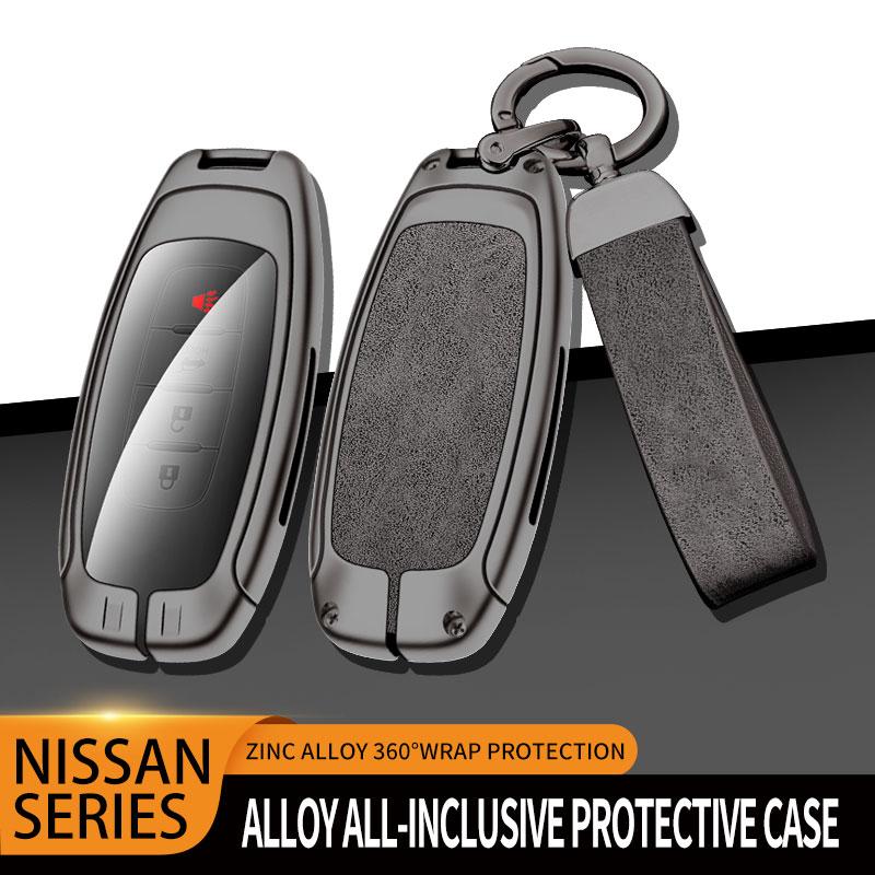 Metal Genuine Leather Auto Key Fob Cover Fit For Nissan X-Trail T33 Qashqai J12 Teana Protect Housing Skin Mount Auto Accessories
