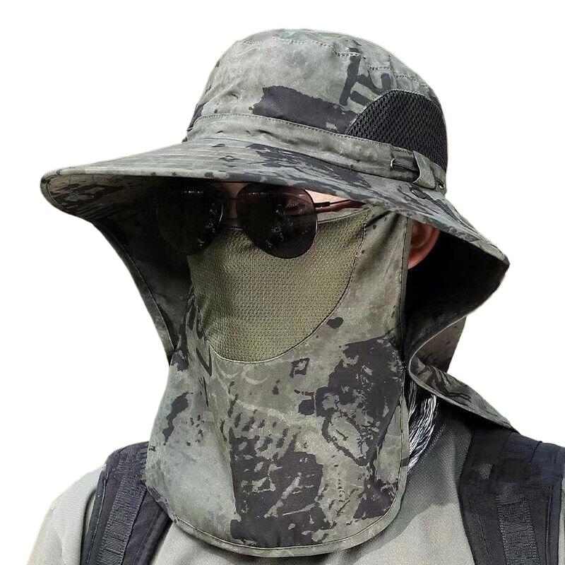 Sommer-Sonnenhüte UV-Schutz Outdoor Jagd Angelkappe für Männer Frauen Wandern Camping Visier Bucket Hat Neck Flap Fisherman Hat