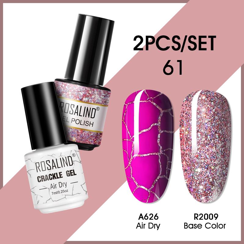 ROSALIND 7ml Nagelgel Nagellack Cracked Gel Semi-Permanent Esmalte Hybrid Lack UV Nagelkleber Nagellack Primer Matt 2er Set