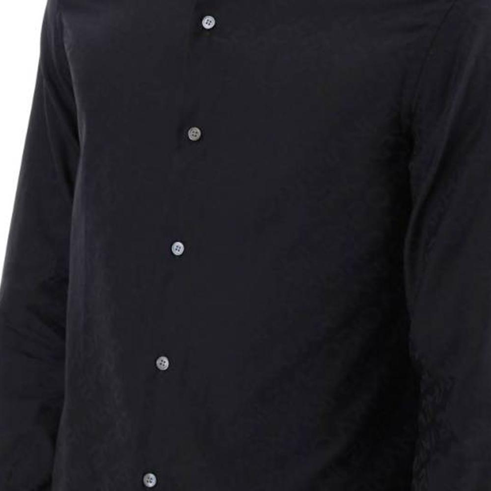 Emporio Armani Solid Color Button-Down Long Sleeve Shirt Men Shirts Midnight-Blue 3R1C86-1K0DZ-F9B5