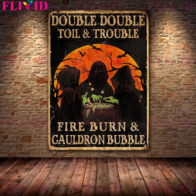 Dark Black Cat Witch Living Here Retro Decoration Poster Black Cat Association Wall Painting Decoration