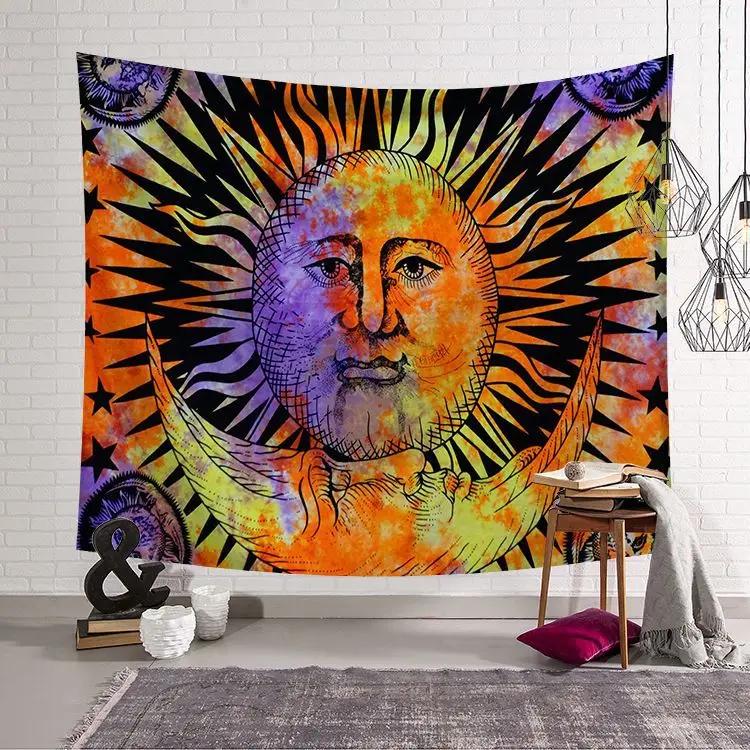 

New Printed Tapestry Sun and Moon Printed Wall Hanging Tapestry Polyester Tapestry Tablecloth , Dustproof Cover 145x125cm