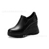 Slope heel women's single shoes 2025 new small super high heel thick sole waterproof table muffin casual shoes leather round head leather shoes