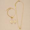 4Pcs/Set Gold Color Stainless Steel Crystal Necklace Bracelet Earrings for Women Interlocking Circles Roman Numbers Jewelry Sets