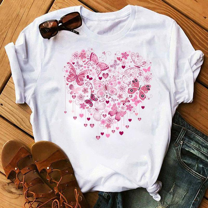 Women Summer T Shirt  Love Print Retro Fashion Short Sleeve Tees Casual   Printed  Tops