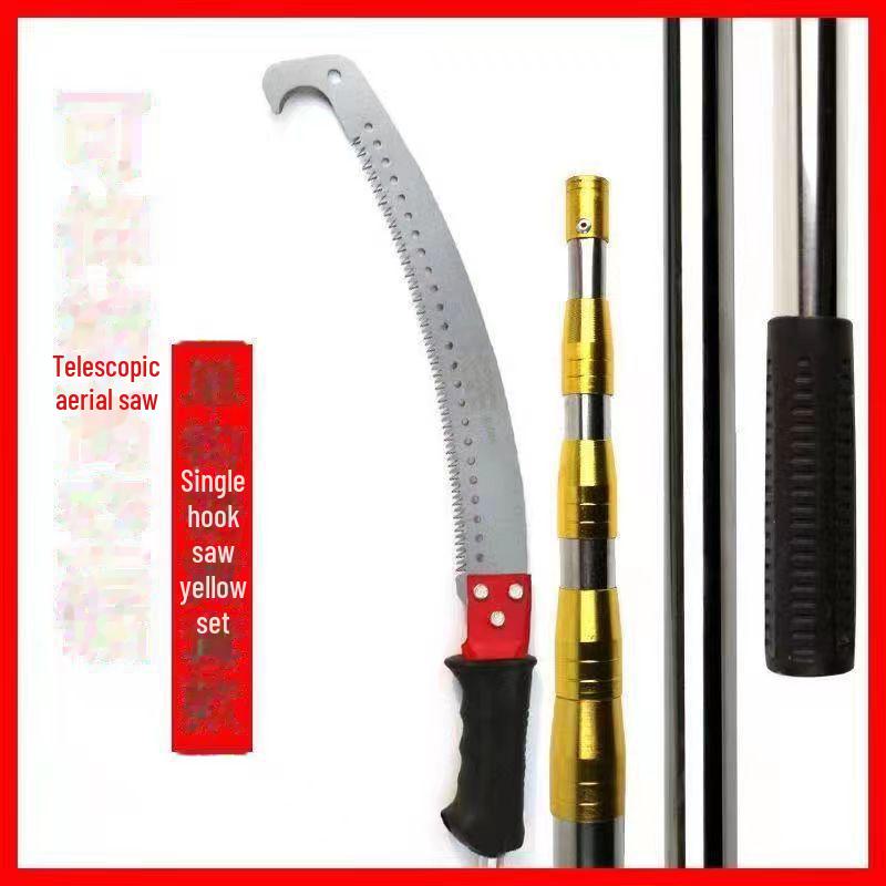 Stainless Steel Telescopic Pole with High Branch Saw and Fruit Tree Scoop Net