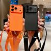 Candy Color Silicone Phone Case for IPhone 17 13 12 16 E 15 14 11 Pro Max Crossbody Lanyard Necklace Strap Soft Cover