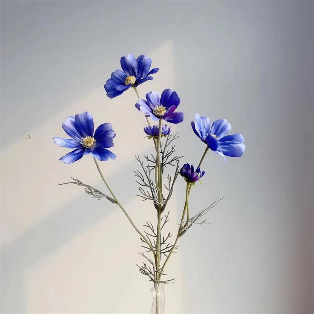 Artificial Gesang Flower Single Branch 4 Fork Queen Cosmos Fake Flower Silk Flower Bouquet Living Room Wedding Home Decoration