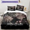 3PC Custom Name American Deer Flag Bedding Set Duvet Cover Closure Includes 1 Duvet Cover & 2 Pillowcases for Bedroom