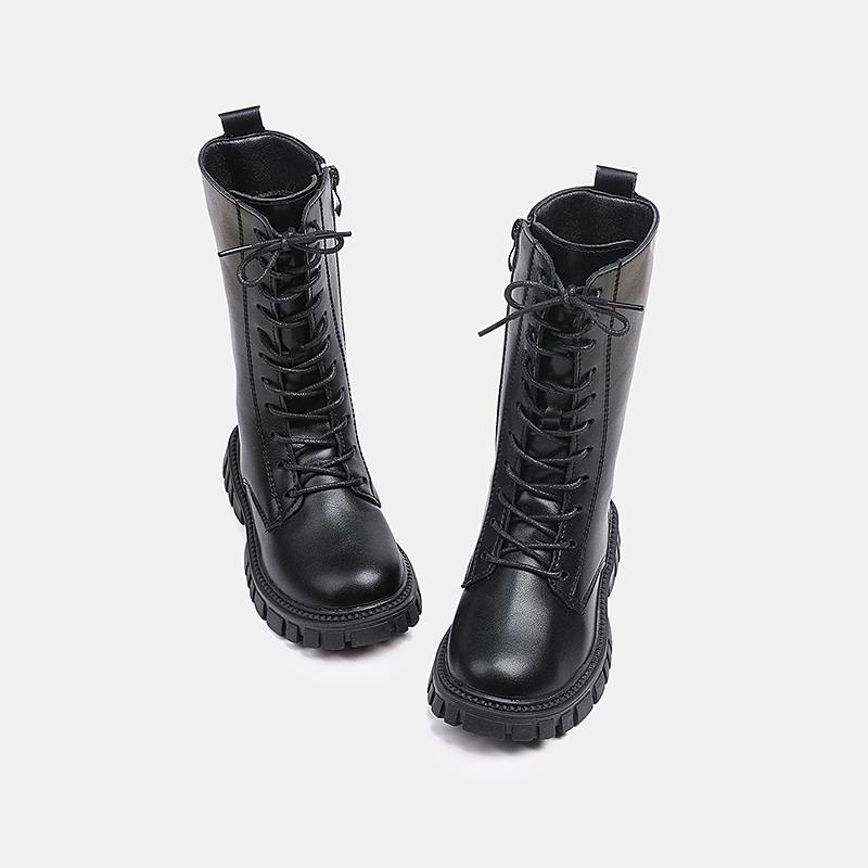 Toddlers Mid-calf Boots for Girls Spring Autumn Kids Causal Boots Classic Solid Color Children's Simple Leather Boots