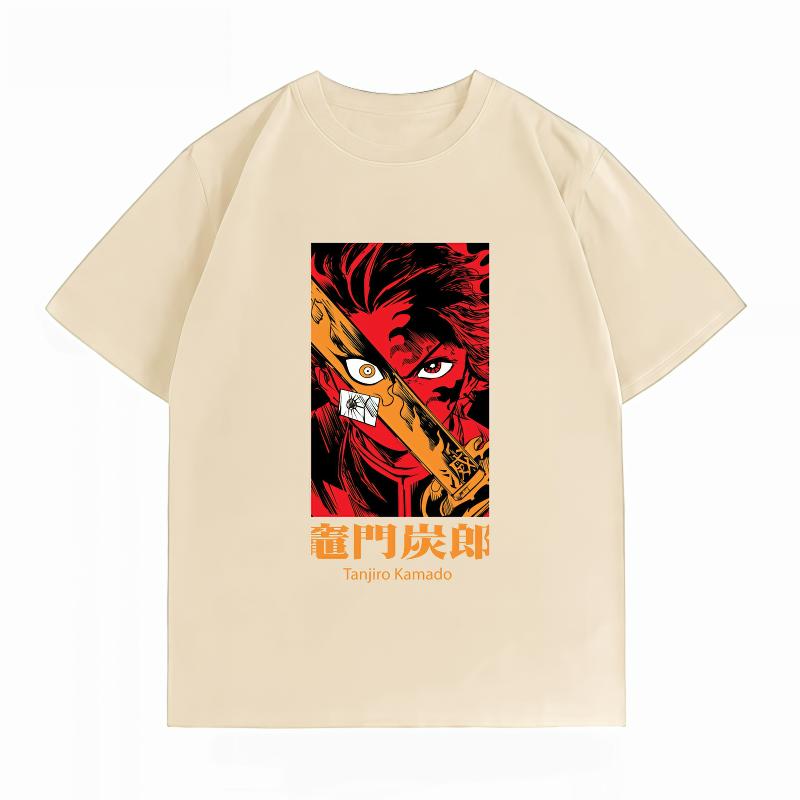 Demon Slayer Tanjiro Kamado 100% Cotton Unisex's T-Shirt, Summer New Unisex's Clothing, Casual Short Sleeve Anime Print Tee