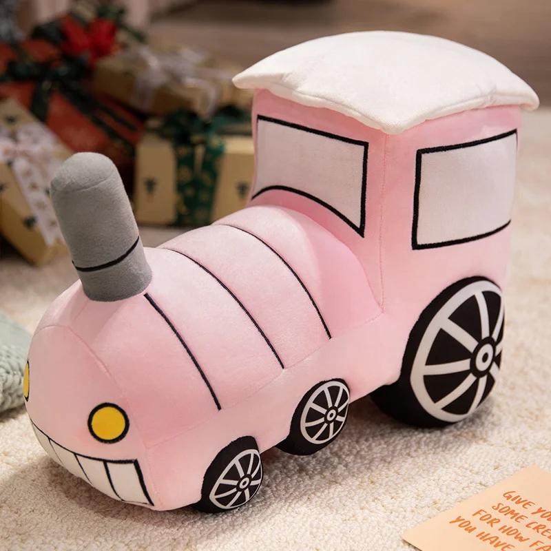 Kreative Plüschtiere als Züge Lustige bunte Zugspielzeuge Weiches gemütliches Kissen Lustige Lehrmittel für Kinder Niedliches Geschenk 35cm