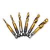 NUZAMAS Screw Thread Tap Drill Set with Hex HSS Titanium Spiral Metric Plug Drill Hand Tools 6-Piece Shank, Plated, Point, Bits, M3, M4, M5, M6, M8,