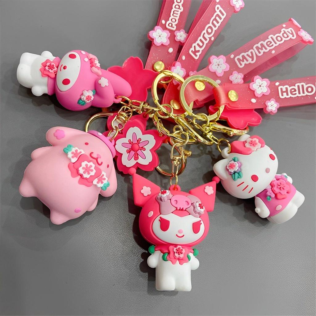 Süßer Rosa Kirschblüten Cinnamoroll Cartoon Schlüsselanhänger