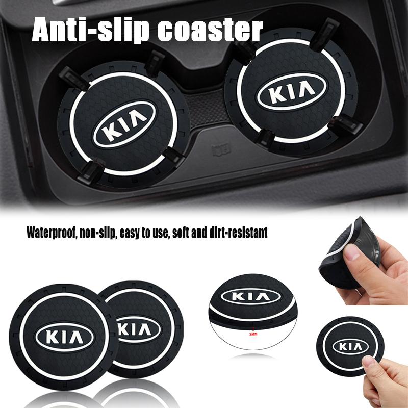 2Pcs Car Interior Silicone Coasters Non-slip Cup Holder Mat For KIA KN Sportage RIO Ceed Picanto Pegas Sorento Niro Cerato K5 K3 ulsap11