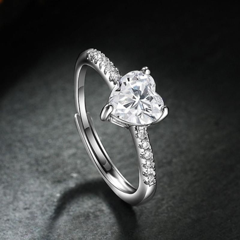 Copper Ring Shining Heart Zircon For Women Wedding Jewelry -Copper Bands Fine Fashion Gift Party High Quality Ring