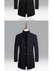 Men's Mid-Length Woolen Overcoat with Cotton Padding