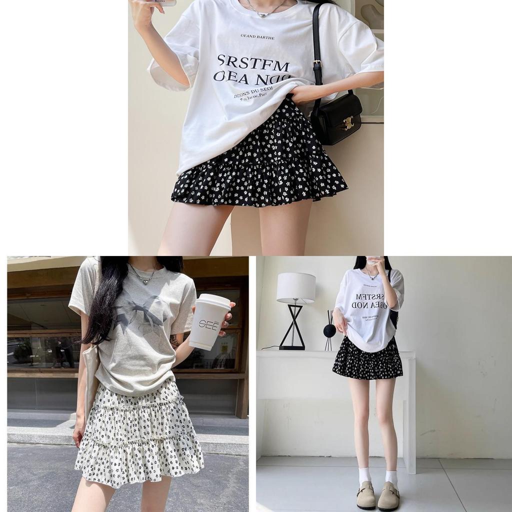 Floral Chiffon Short Skirt For Women Summer High Waist Flared Aline Casual Holiday Wear