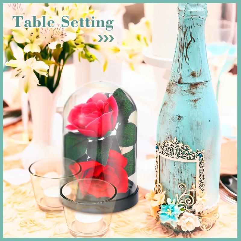 DIY Transparent Plastic Bell Jar Dome Ball Screw-On Lid Preserved Flower Display Ideal Valentine's Day  Holiday Craft Decoration