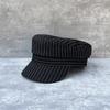 25-Day Striped Flat Top Hat Casual Retro Versatile Linen Newsboy Hat Women'S Spring And Summer Face Small Painter Hat