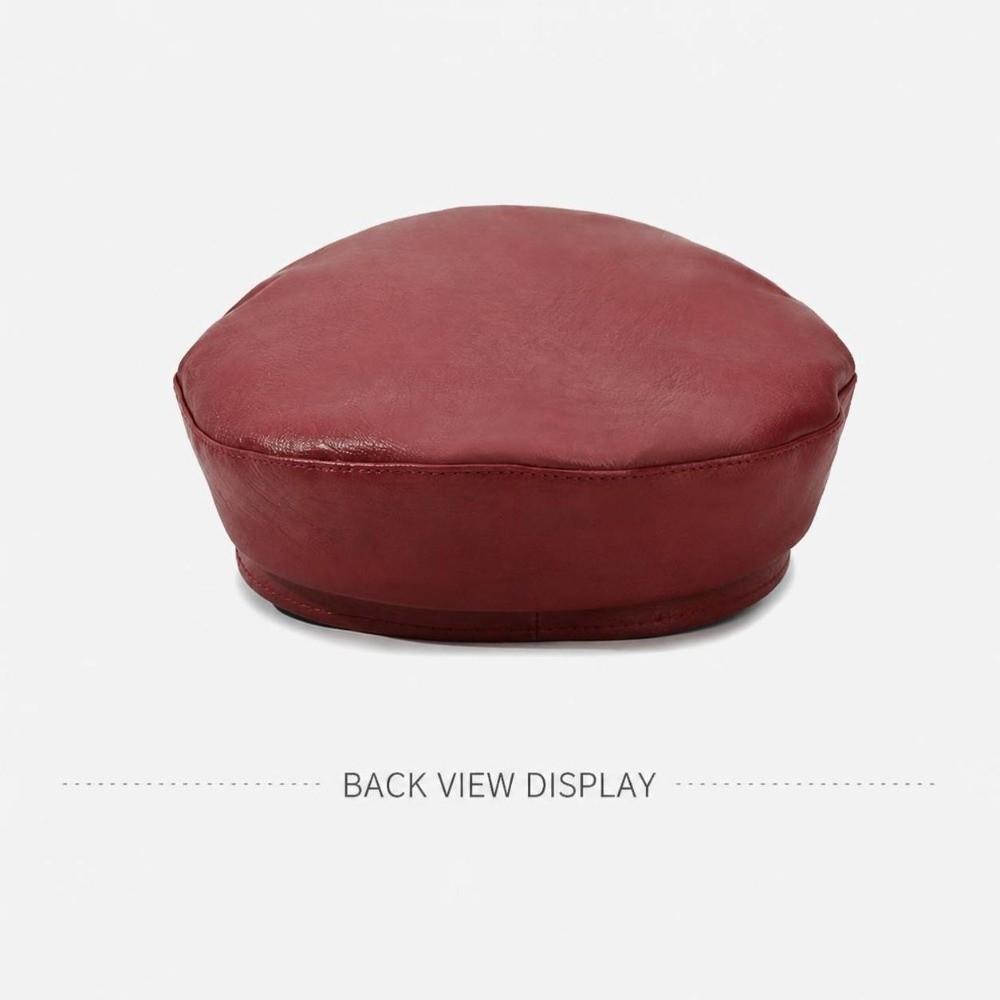 PU Leather Beret Hat Silver Chain Decor Octagonal Beret Cap Vintage Peaked Hat  Autumn Winter