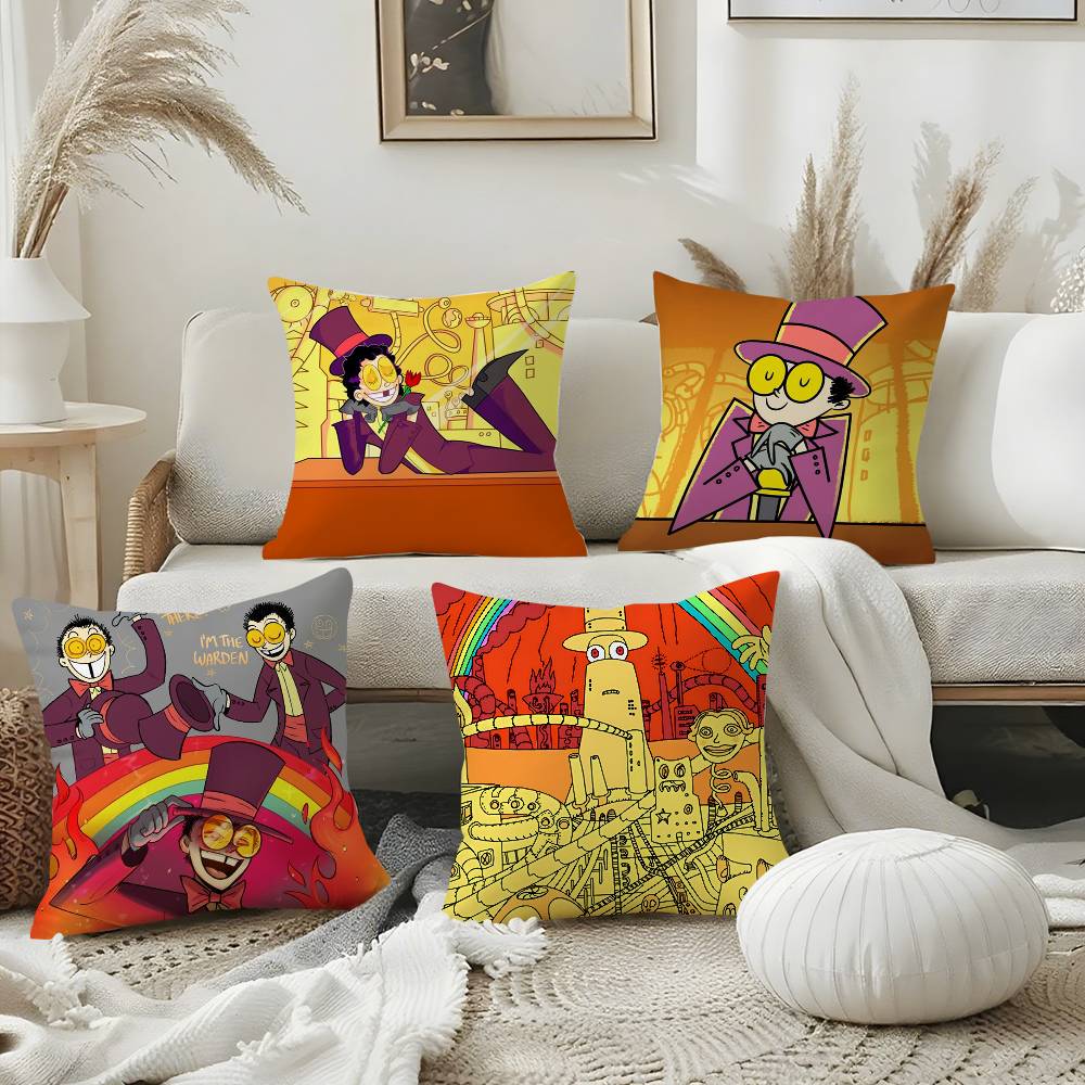 Cool Cartoon S-Superjail Pillow Case Office Sofa Dorm Chair Back Short Plush Double-Sided Printing Home Cushion Cover