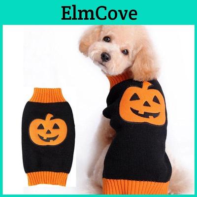 Vestiti di Halloween per Cani Piccoli Maglione per Animali Domestici Caldo Cappotto a Zucca Per Cuccioli Carini
