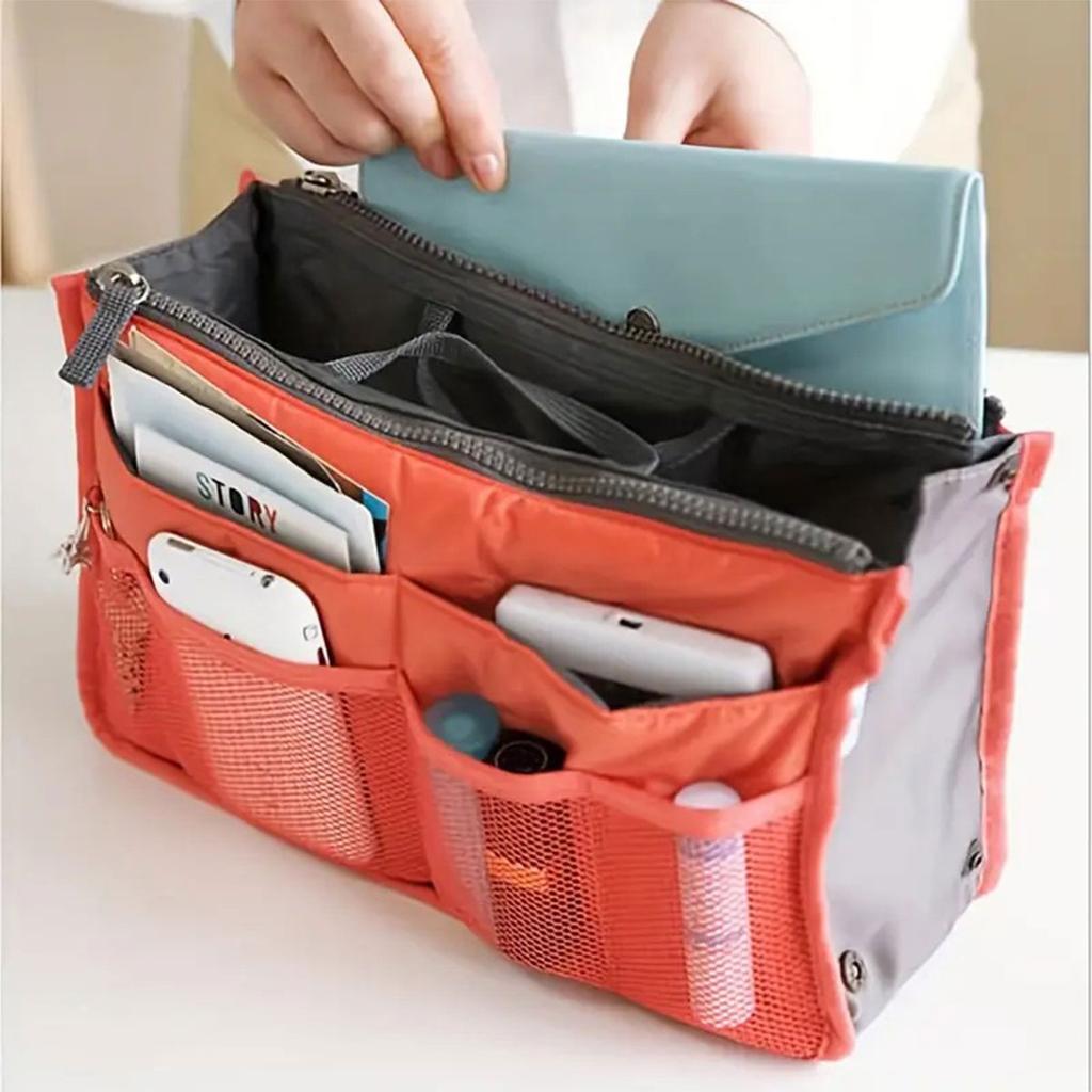 A solid color portable multifunctional travel storage bag, dual zipper middle bag, multifunctional travel toilet bag-ll