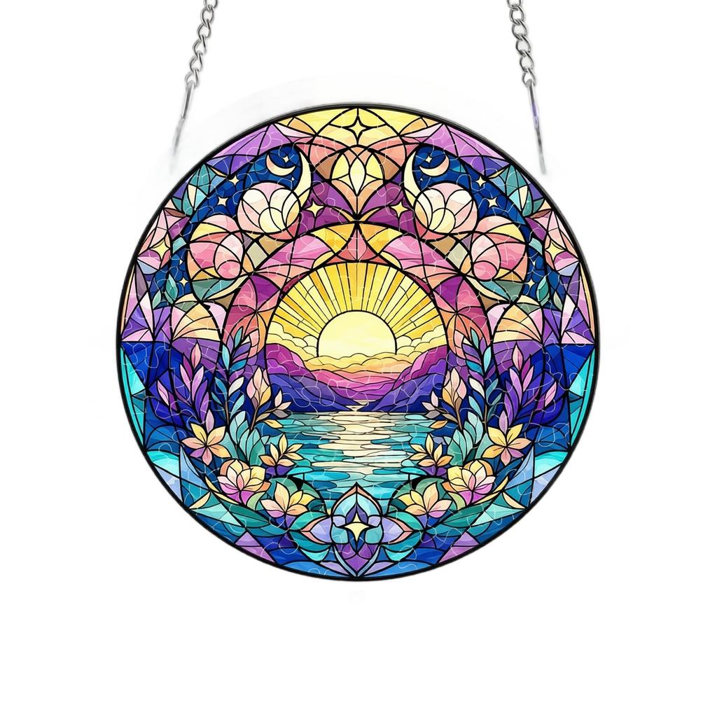 Acrylic Sun Catcher Window Hanging Ornament 2D Space Themed Suncatcher with Chain for Indoor Outdoor Decoration
