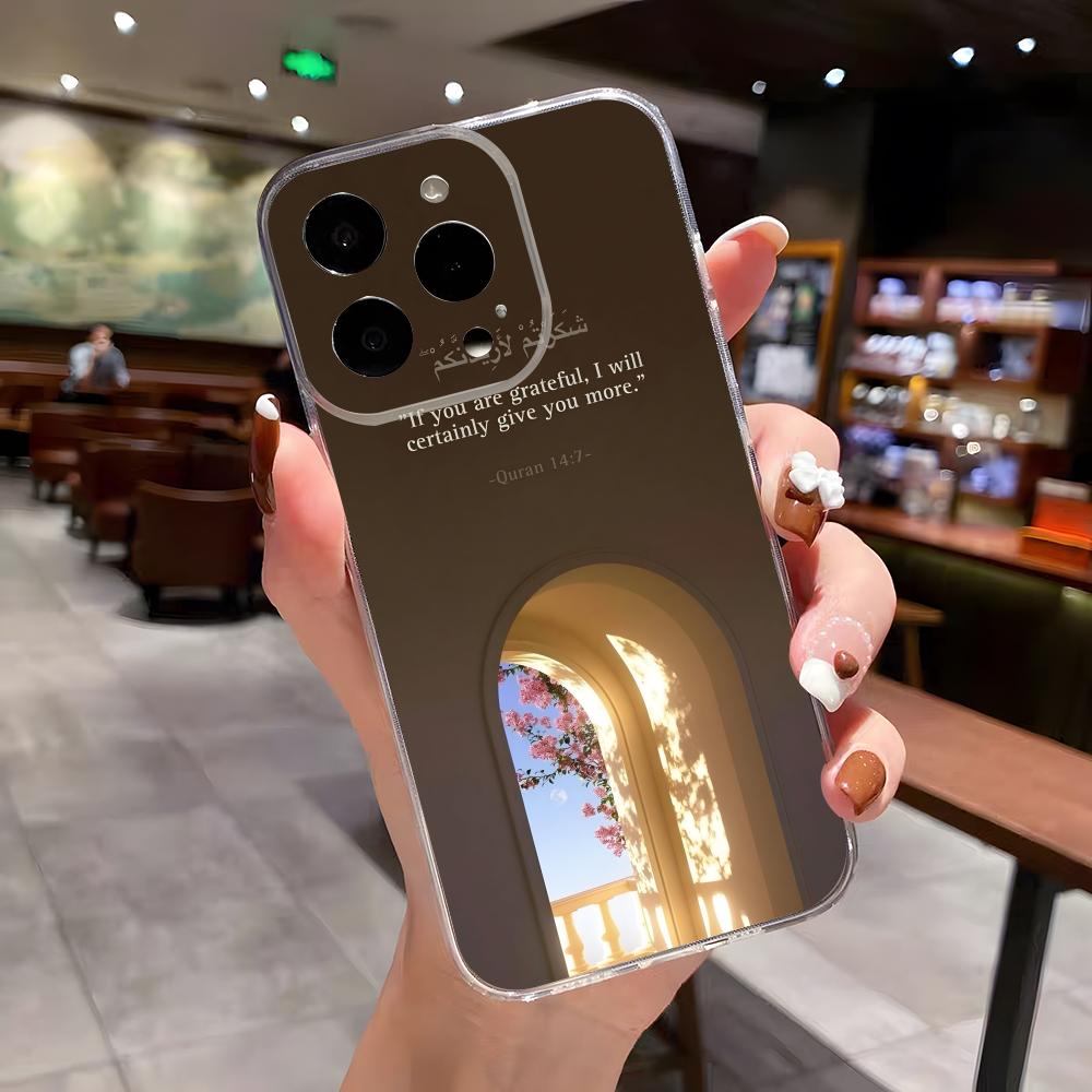 Arabic Quran Quotes Phone Case For IPhone 17 Air 16 E 15 14 8 7 Plus 13 12 Mini 11 Pro Max Anti Transparent Drop Cover