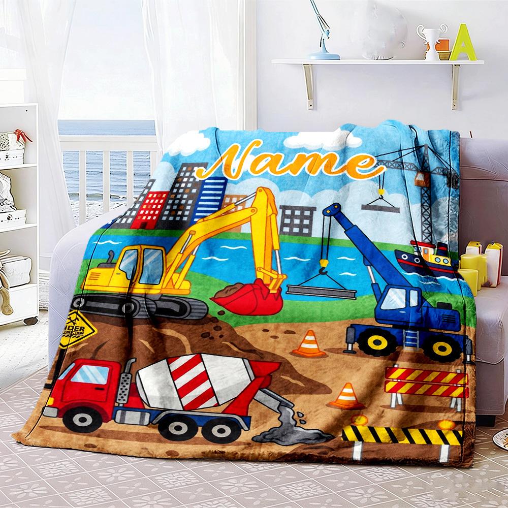 Construction Site Home Blanket Customize Your Names Comfortable Soft Lightweight Allseason Multipurpose Blanket For Picnics Sofas Offices Beds Living