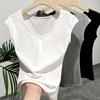 Stilvolle Weste Eleganz Mode Lässig H109 Liebe Kragen T-Shirt Damen Sommer Weiß Slim Dünn Einfarbig Vielseitig Ärmellos Unterhemd Unterteile