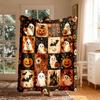 1pc Halloween Ghost Patchwork Theme Flannel Blanket - Large Size, Soft, Lightweight, And Warm, Suitable for All Seasons - Perfect for Bed, Sofa, Offic