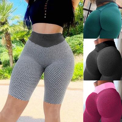 Dámské šortky na cvičení Ruched Butt Lifting Booty šortky s vysokým pasem texturované šortky na jógu Sportovní šortky na běhání Legíny s kontrolou bříška