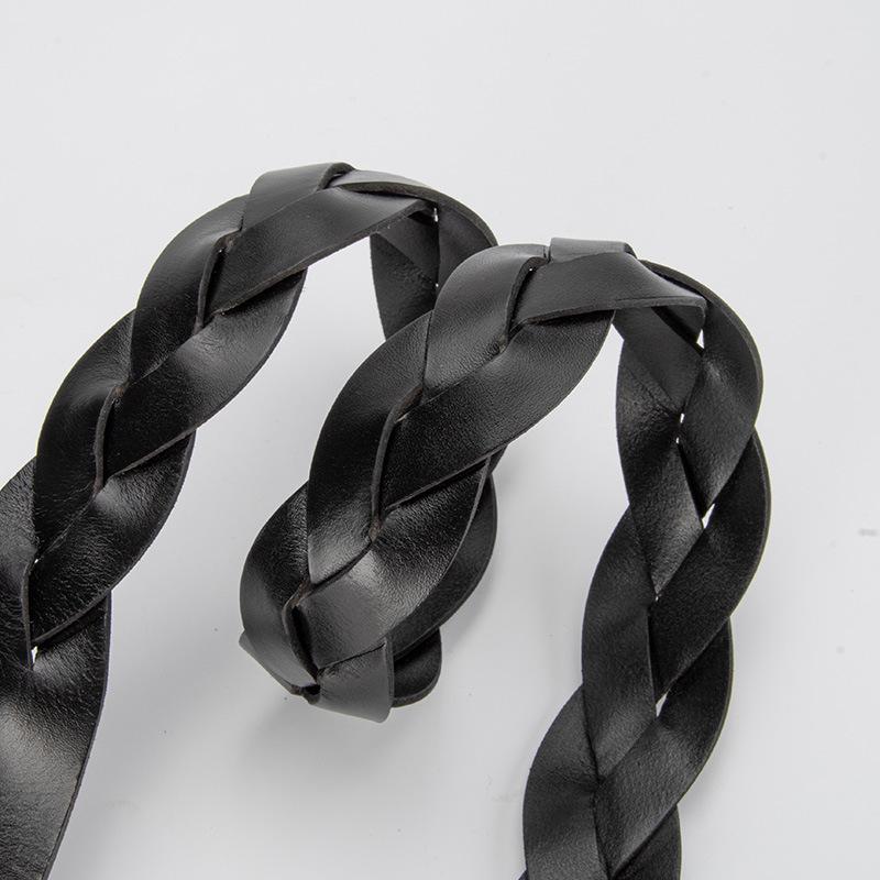 Belt Korean Version Hipster Pin Buckle Braided Belt Genuine Leather Cowhide Women's Belt Lazy Free Punching
