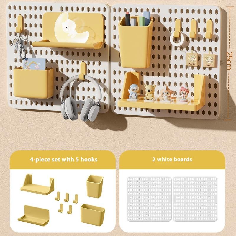 Hole Board Dormitory Wall Shelf Free Punching Adhesive Study Wall Mount Students Study Wall Mounted Storage Rack Home Decoration