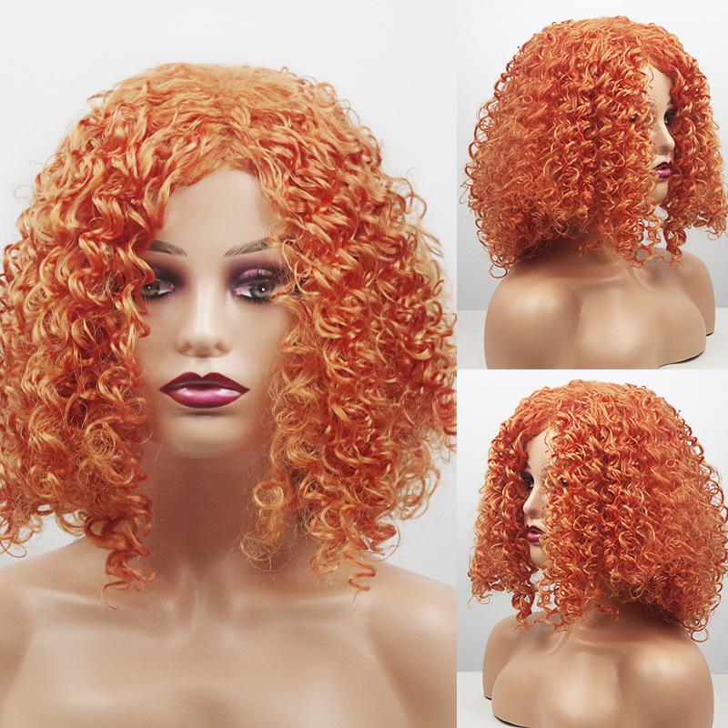 European American Women's Wig African Short Curly Hair Small Curls Fluffy Style Microfiber High-temperature Silk Headband