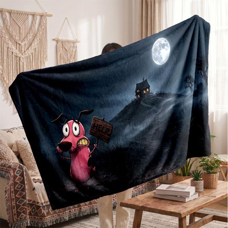Warm Flannel BlanketCourage the Cowardly Dog Soft Cozy Throw Blanket for Bedroom Couch