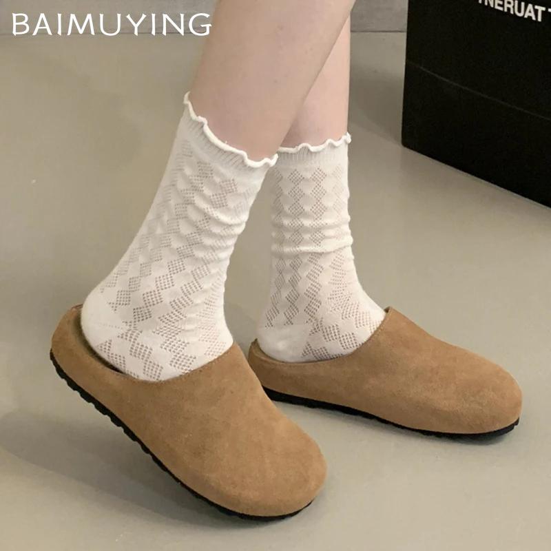Slippers Women Suede Platform Casual Slingback Mules Shoes Woman 2024 New Trend Winter Fashion Flip-flops Walking Shoes Mujer