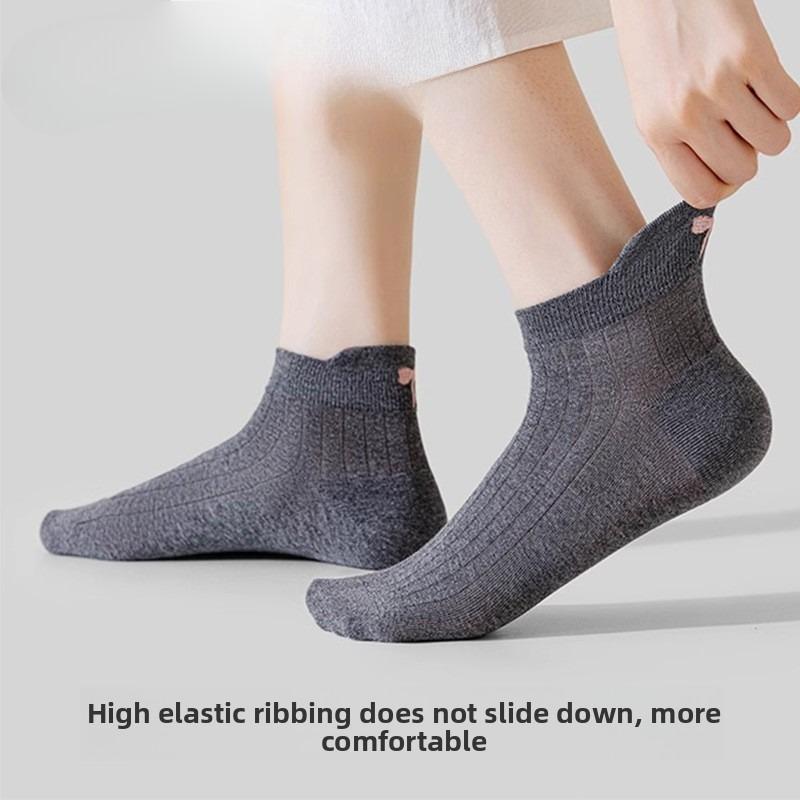 Socke Sommer Leichter Stil Kurz Baumwolle Geruchshemmend Antibakteriell Netzatmungsaktiv Weißes Band Ballett-Stil Mokassins für Mädchen