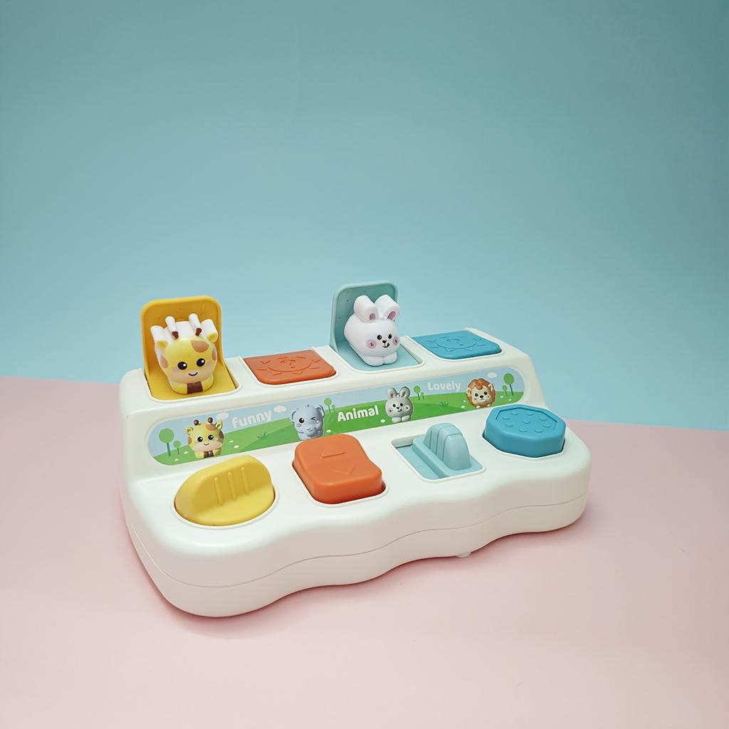 Hide Seek Button BoxToy With Animal Object Sensory Switches  Toddler Learning Toy For Fine Motor Skills  Hand Eye Coordination